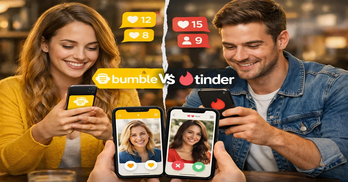 Bumble vs Tinder App Vergleich 2026 Vergleich Bumble vs Tinder Dating App Matches und Funktionen 2026